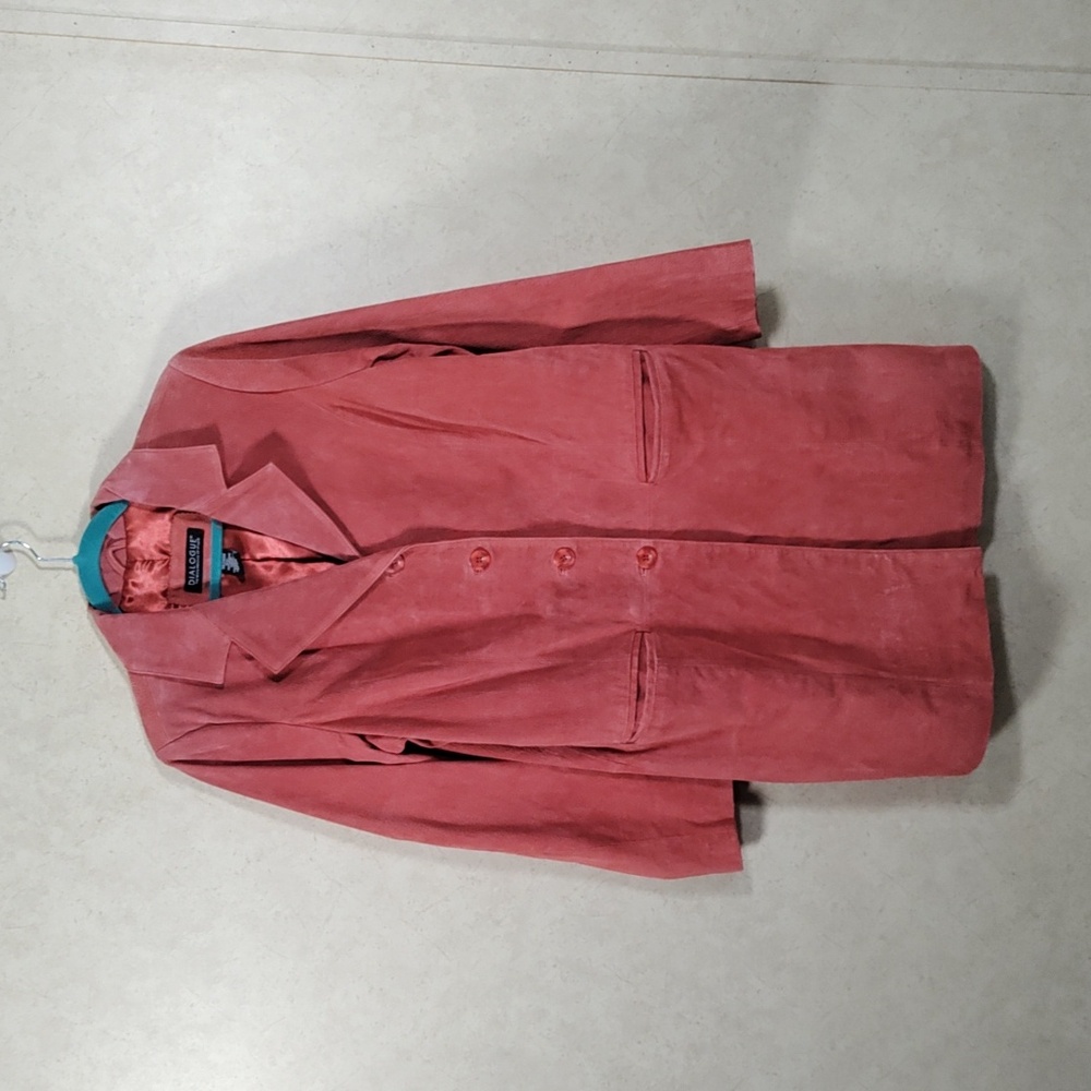7L01 Dialogue rust suede leather button front pant coat M